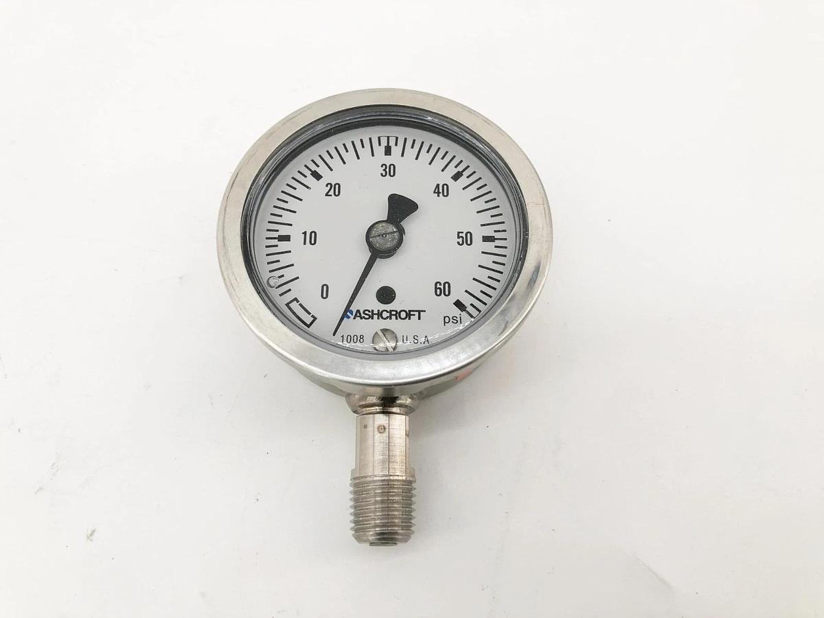New Ashcroft 63-1008-SL-02L-60# Duralife Gauge 63mm 60psi Lower Mount 10386267-3