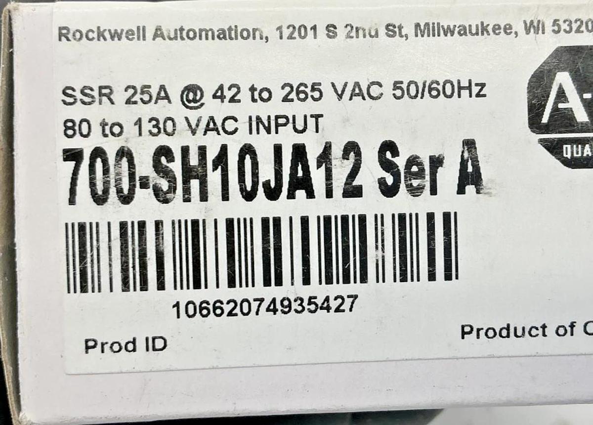 New Allen Bradley 700-SH10JA12 Ser A Relay 25A 230V 80-130V 42-265V~ 50/60HZ