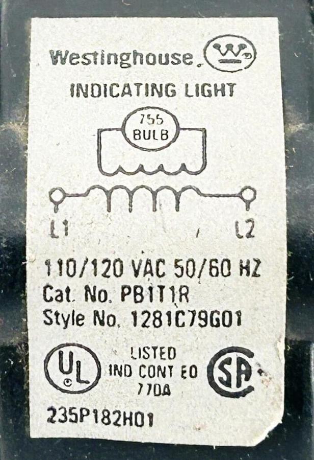 Used New Westinghouse PB1T1R Light Module 120V 50/60Hz With White Bulb Cap