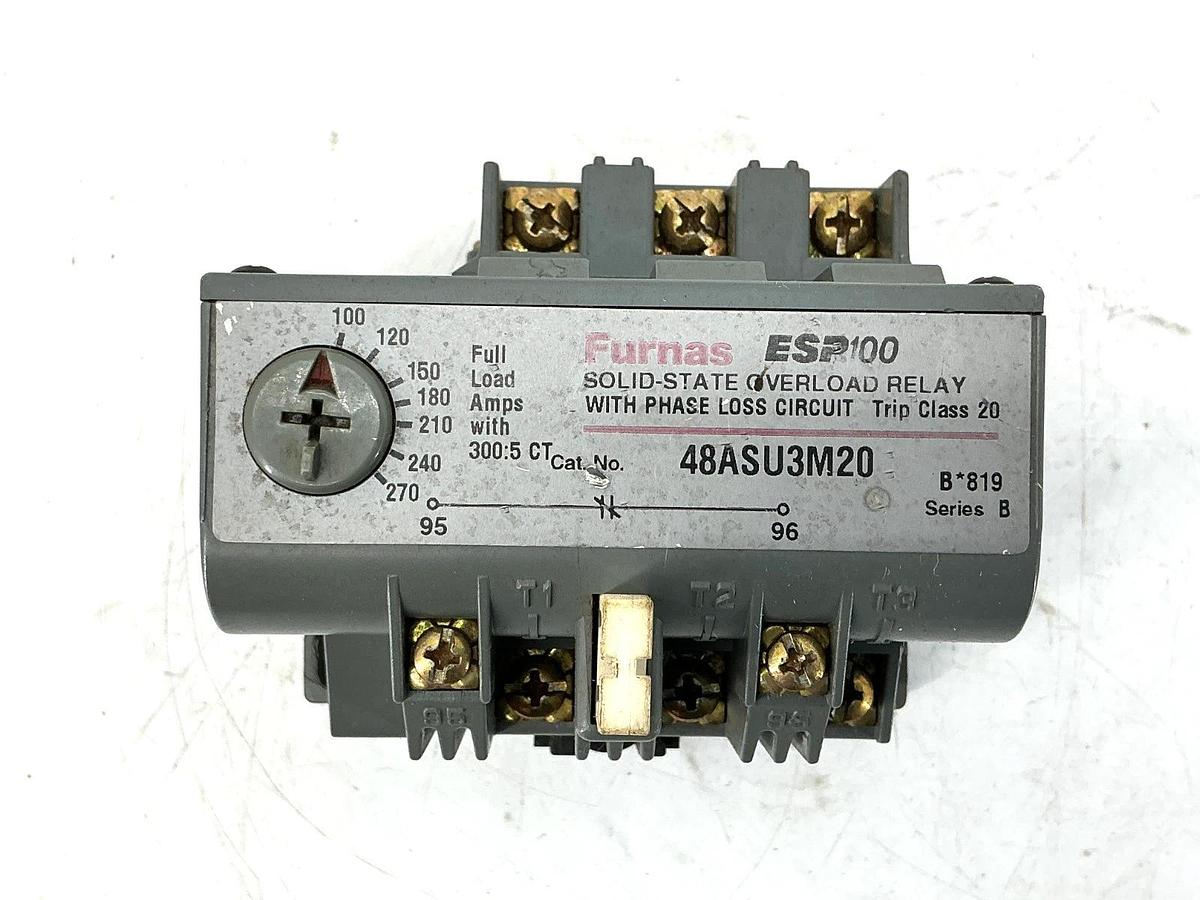 Used Furnas 48ASU3M20 Ser B Overload Relay Solid State 3PH 100-270FLA 600VAC 50/60HZ