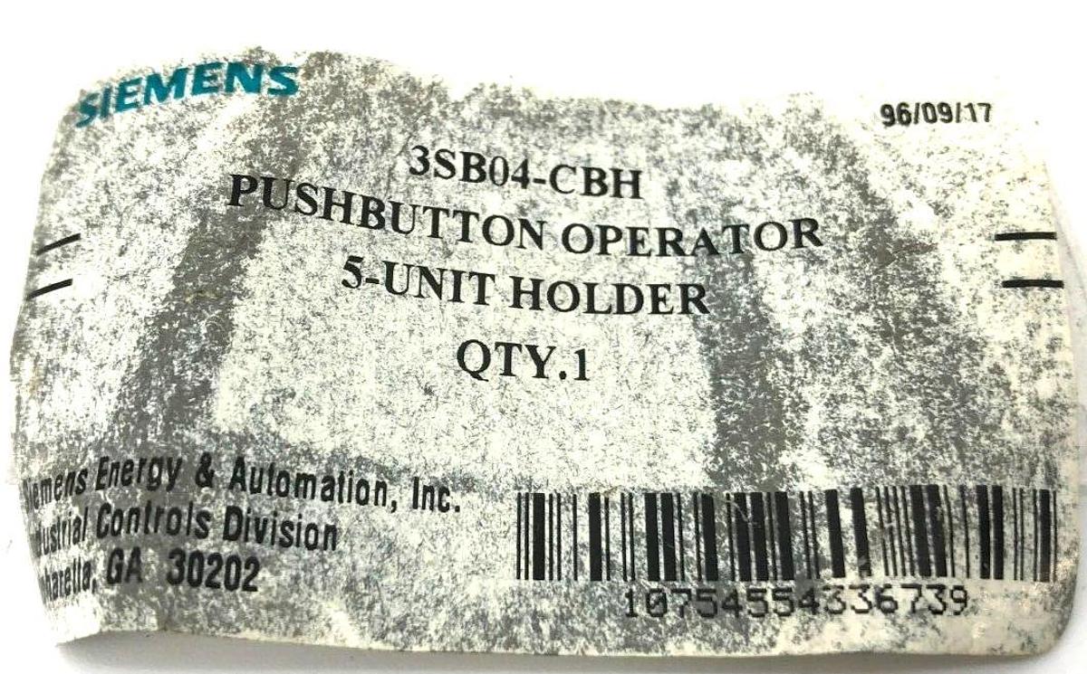 New Siemens 3SB04-CBH Push Button Operator 5-Unit Holder