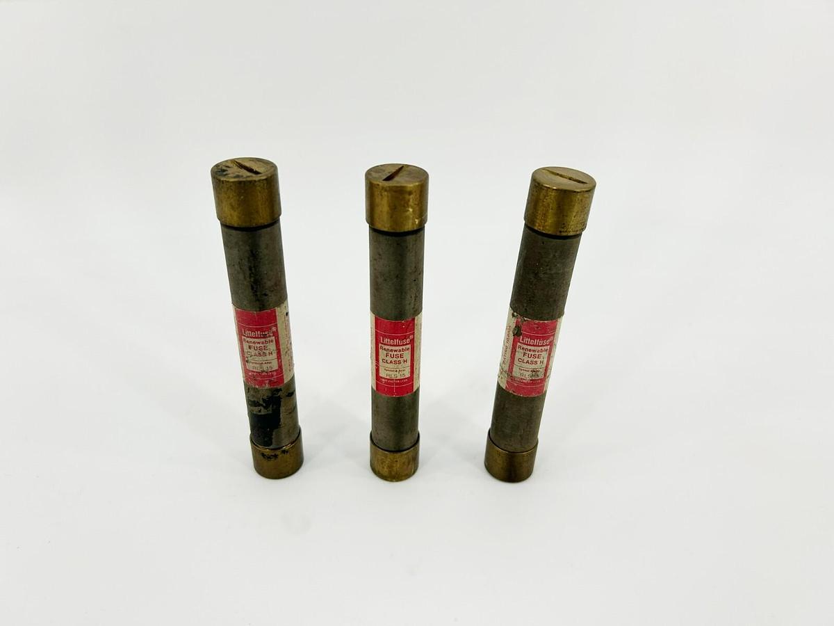 Lot of 3 New Littelfuse RLS-15 Renewable Fuses, 15 A, 600VAC