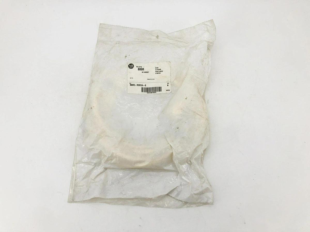 New Allen Bradley 889R-R3ECA-5 Ser. B AC Micro Cordset 3 Pin 5m Right Angle 6A