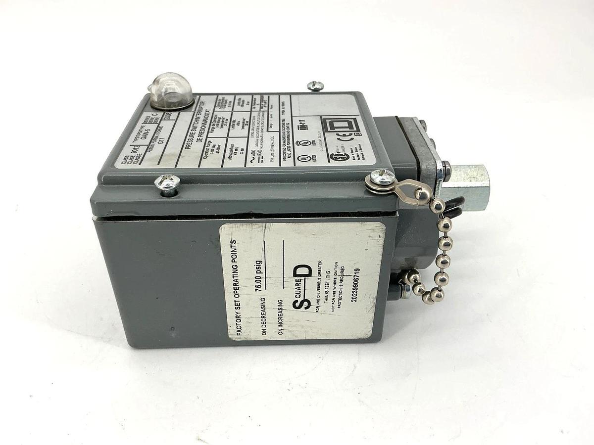 New Square D 9012GAW-5 Ser C Pressure Switch 3-150PSIG 480VAC 9012GAW5 - No Box