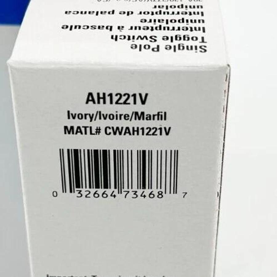 New Eaton Box of 10 AH1221V Single Pole Wall Switch 20A