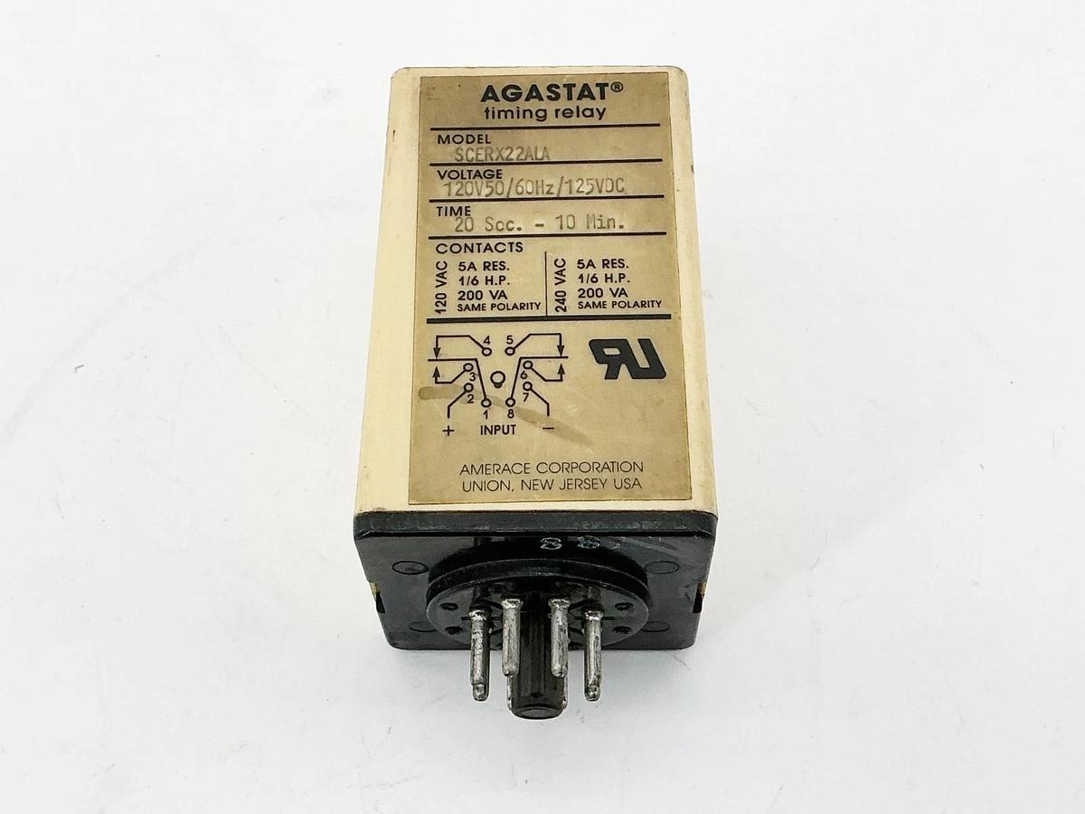 Used Agastat SCERX22ALA Timing Relay 120Vac 125VDC 50/60Hz 20 Sec-10Min Delay