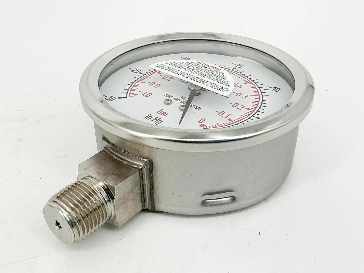 New Swagelok PGI-100C-PC0-LAPX Pressure Gauge 1/2" NPT Stainless Steel