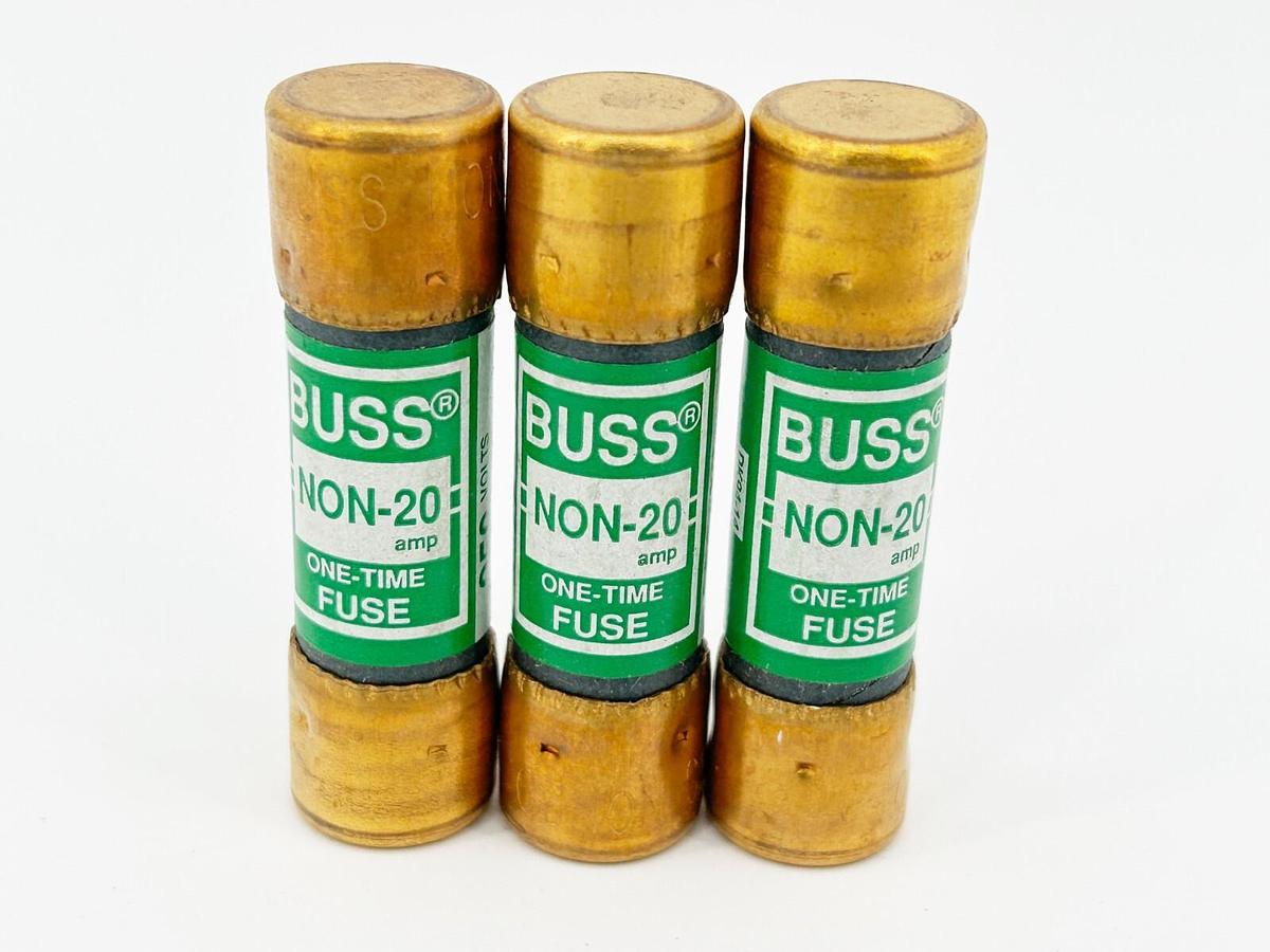 New Lot of 3 Bussmann NON-20 One Time Fuse Fast Acting 20A 250V K5