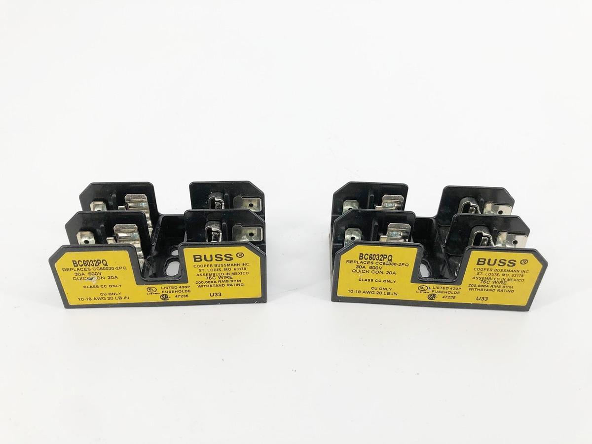 Lot of 2 New Bussmann BC6032PQ Fuse Holders 30A 600V - No Box