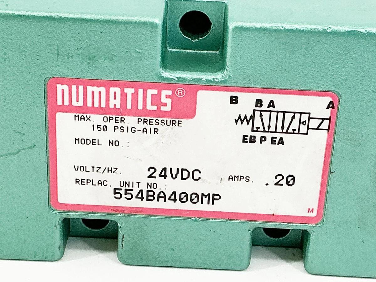New Numatic 554BA400MP Solenoid Valve 24VDC .20A 150PSIG 554BA400MP000061 - No B