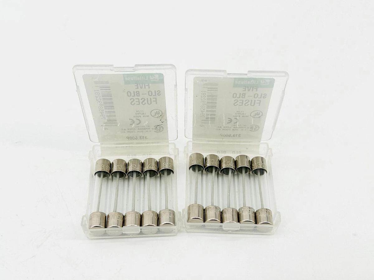 New Lot of 10 313.500P SLO-BLO Glass Fuse 5/10A 250V
