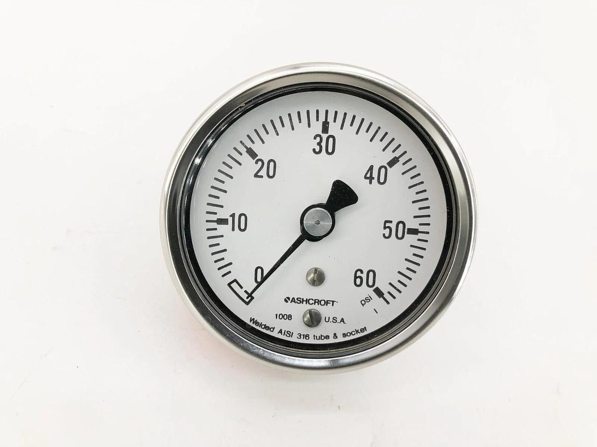New Ashcroft 63-1008S-02B-60# Pressure Gauge 63mm 60psi Back Mount