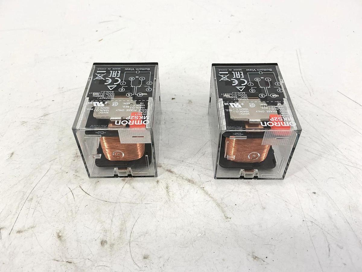 Lot of 2 New OMRON MKS2P-AC250 Relay 8-Pin 10A 250VAC 50/60HZ MKS2P