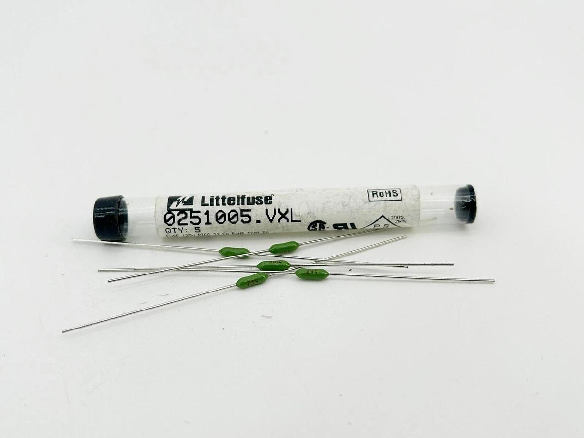 New Lot of 5 LittelFuse 0251005.VXL Very Fast Acting PCB Leaded Fuse 5A 125V
