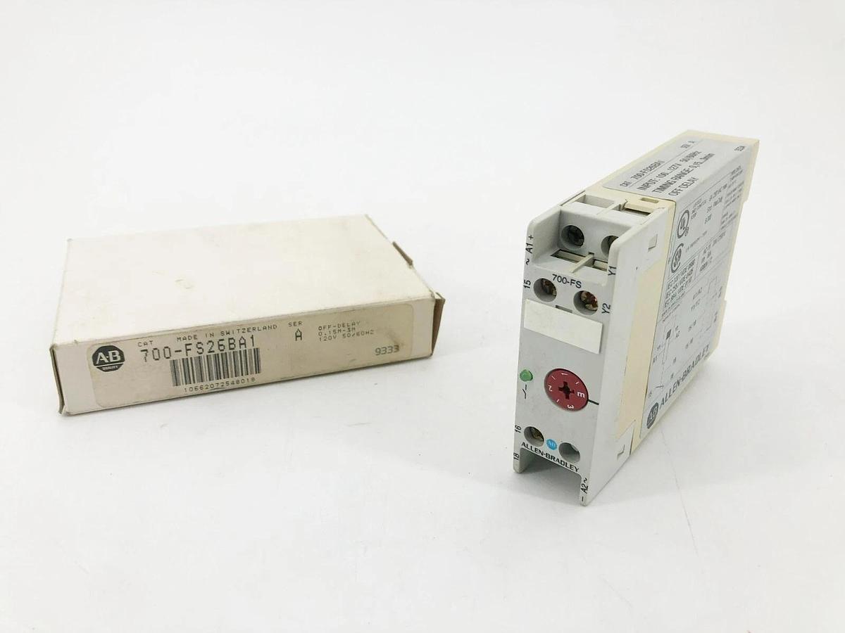 New Allen Bradley 700-FS26BA1 Ser. A Timing Relay 100-127V 0.15-3min Off-Delay