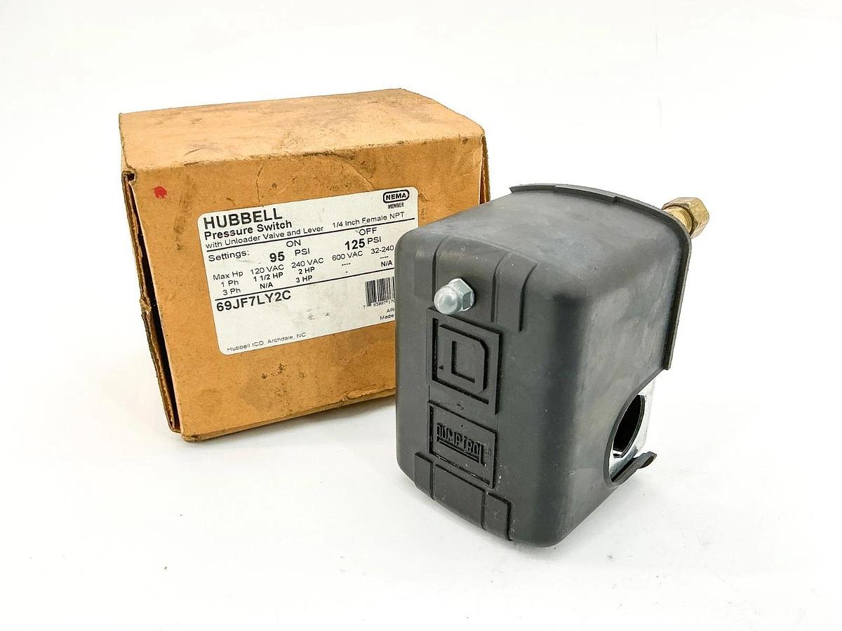 New Square D Hubbell 69JF7LY2C Pressure Switch 3PH 125PSI 600V 9013-FHG19M1XZ22
