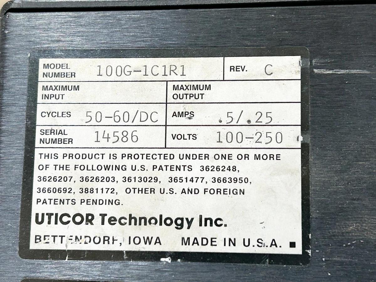 Used Uticor 100G-1C1R1 Power Panel 10.4: Active Color Display .25A 250V 50/60Hz