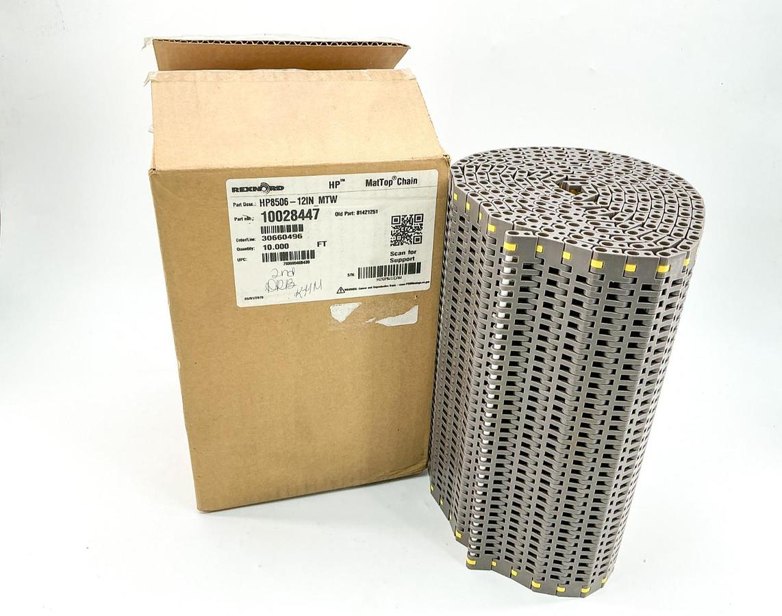 New Rexnord 10028447 MatTop Chain 10FT 12"W 0.75" Pitch HP8506-12IN MTW 81421251