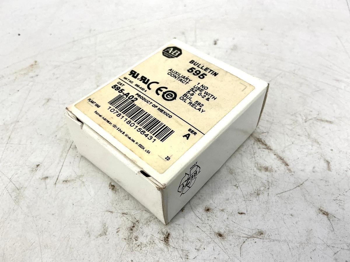 Lot of 2 New Allen Bradley 595-A02 Ser A Auxiliary Contact 1NO 10Amp