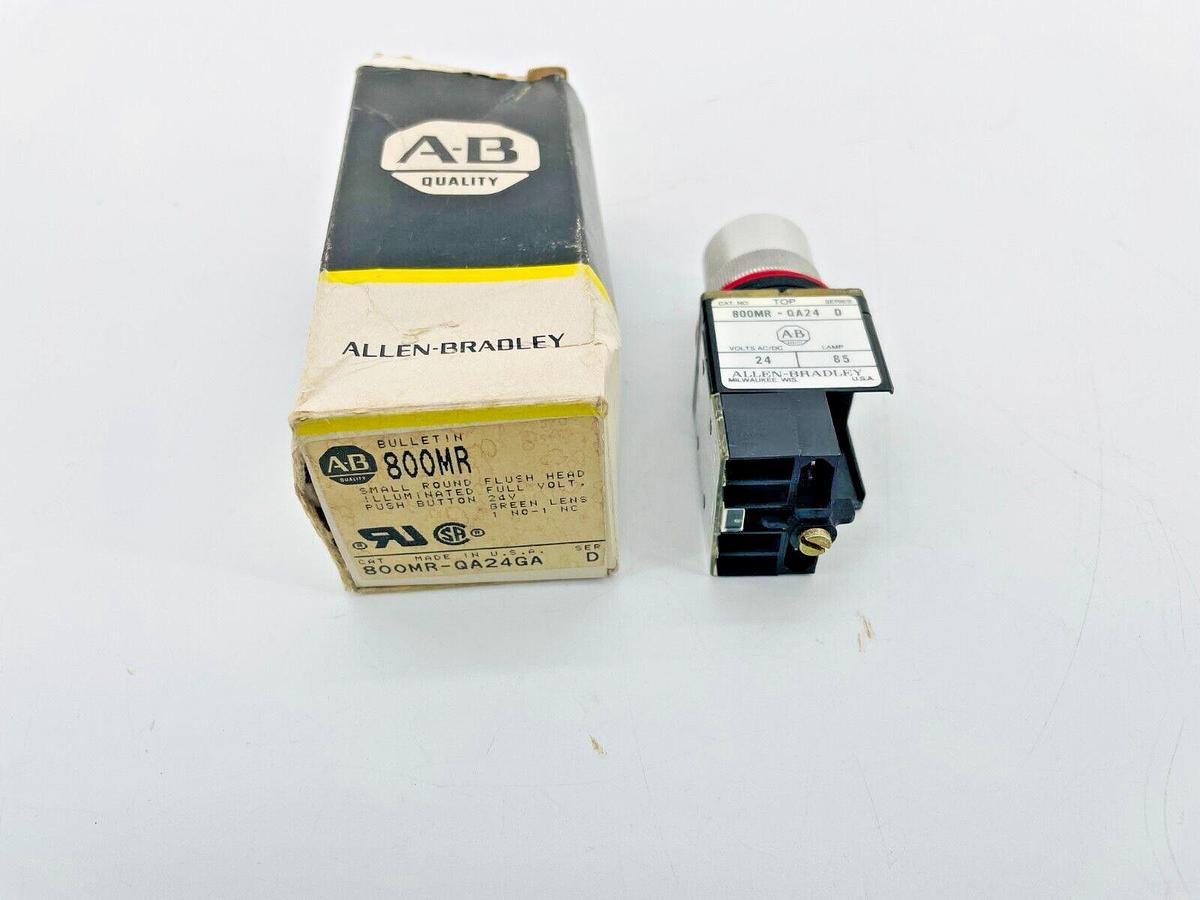 New Allen Bradley 800MR-QA24GA Illuminated Push Button Round 24V Green