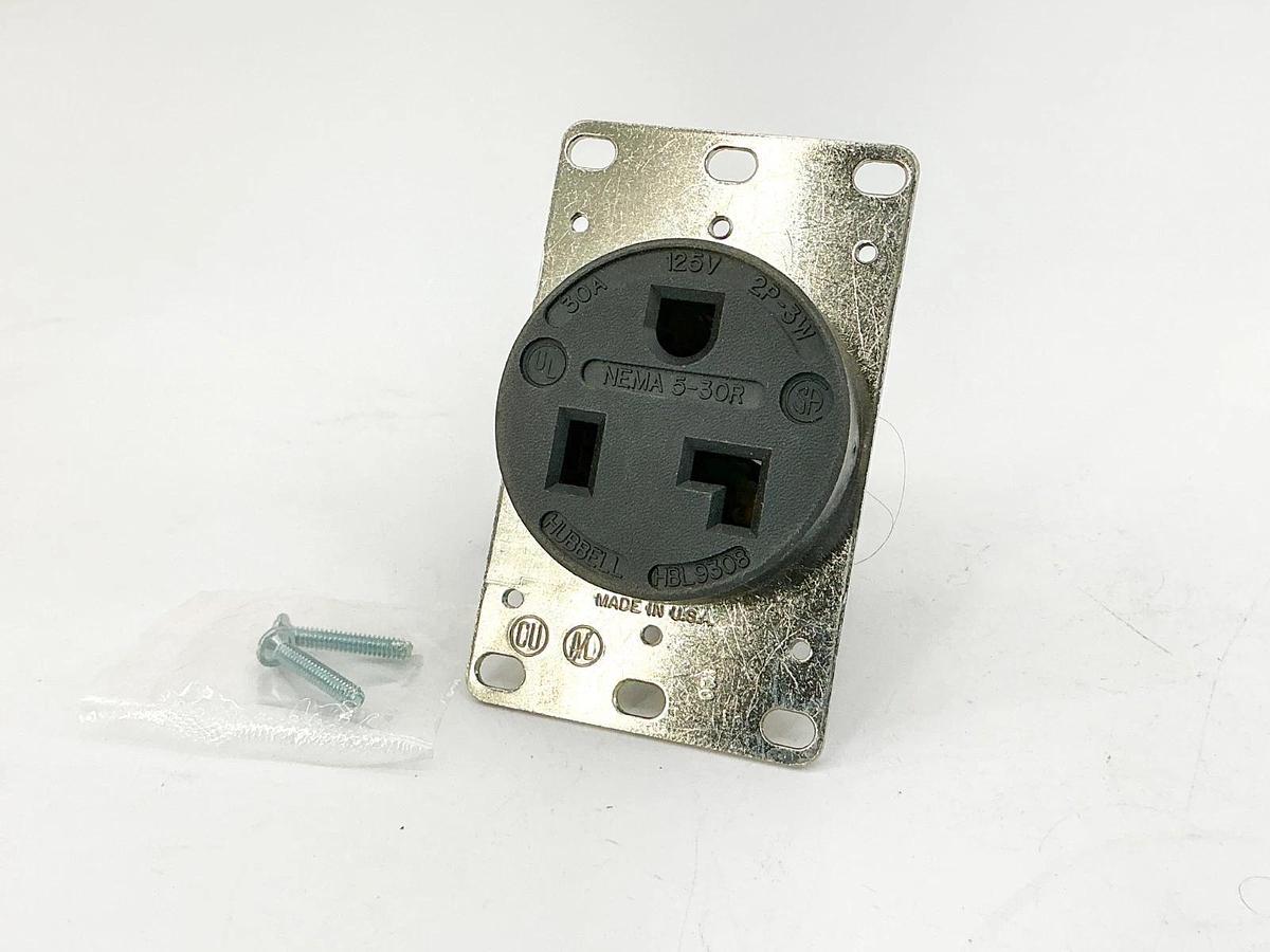New Hubbell HBL9308 Flush Mount Receptacle 30A 125V 2P 3 Wire Grounding