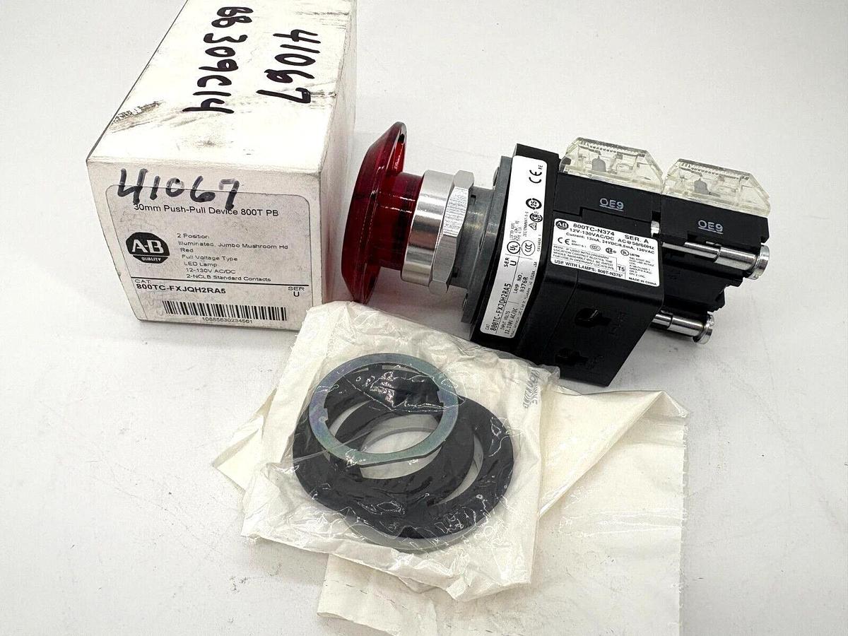 New Allen Bradley 800TC-FXJQH2RA5 Ser. U Illuminated Jumbo Pushbutton 2-Pos.
