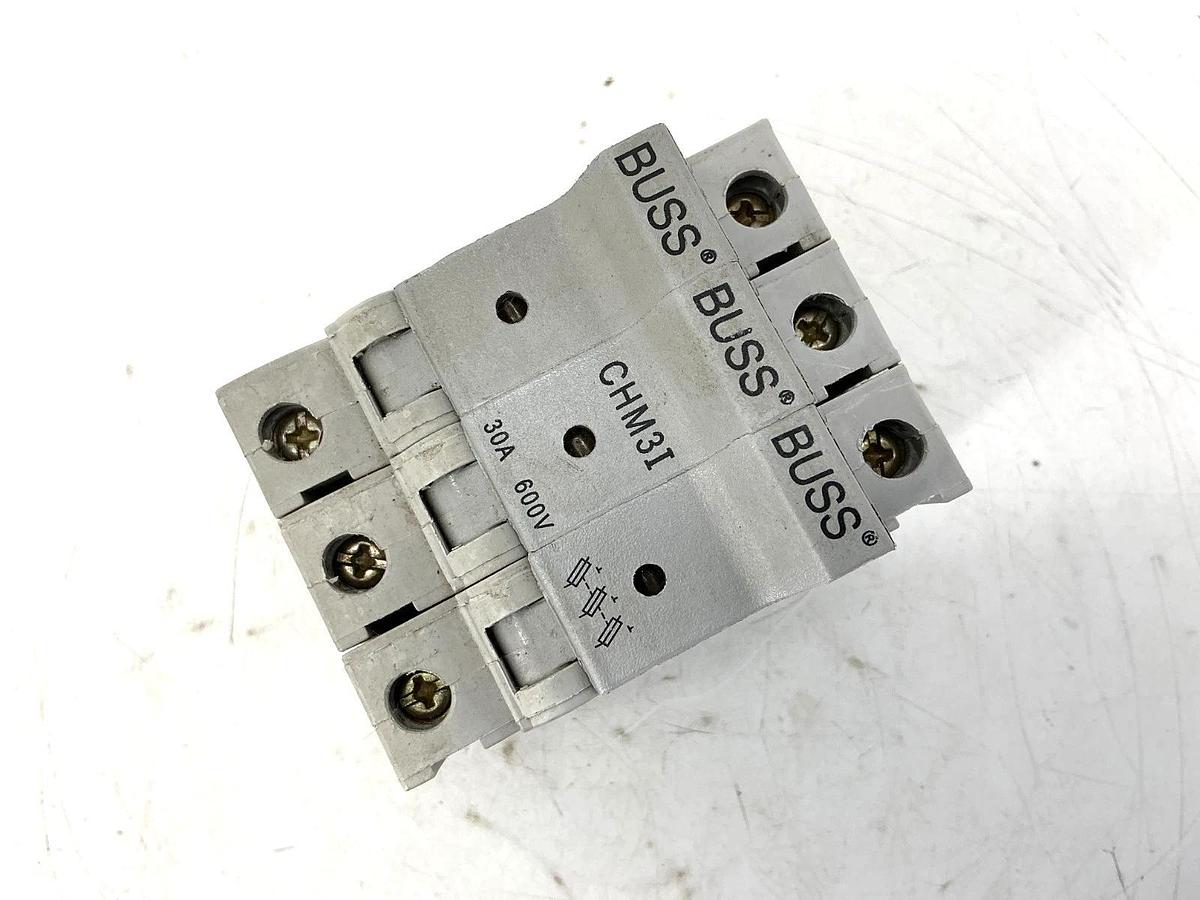 Used Bussmann CHM3I Fuse Holder Wire Range: 8-18AWG 3-Pole 30A 600VAC