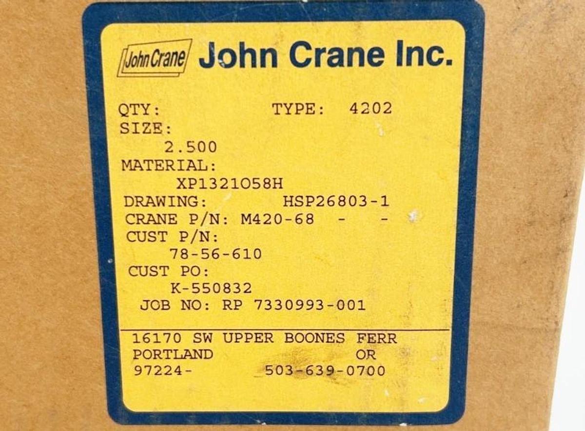 New John Crane M420-68 Cartridge Seal Assembly 2.5" Type 4202 Stainless Steel