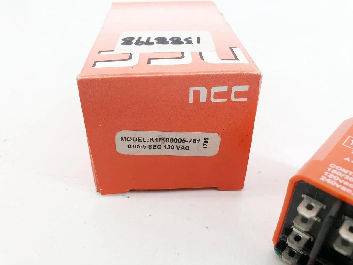 New NCC K1F-5-761 Time Delay Relay 0.05-5 Sec. 120VAC K1F-00005-761