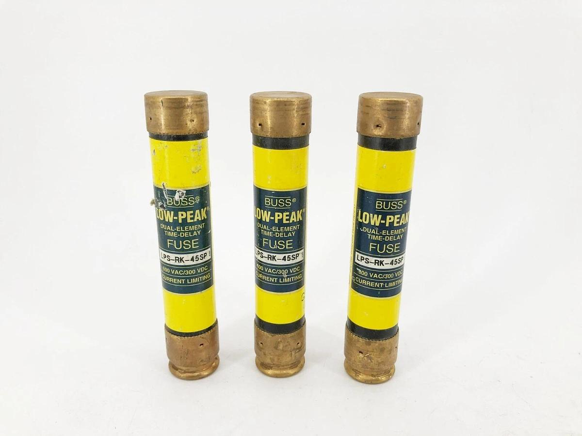 Lot of 3 New Bussmann LPS-RK-45SP Time Delay Fuses 45A 600VAC Class RK1