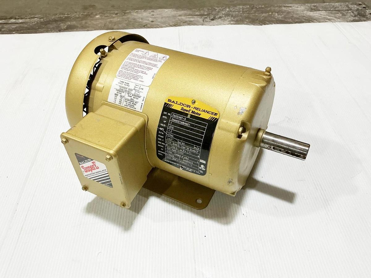 New Baldor EM3546T-5 Electric Motor 1HP 575V 3PH 1760RPM 35AA001M849G1
