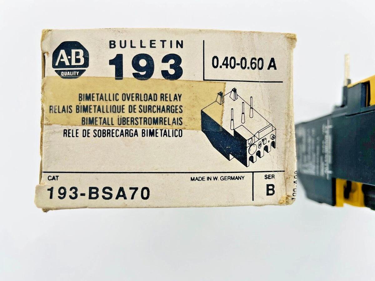 New Allen Bradley 193-BSA70 Overload Relay .40-.60A Ser B