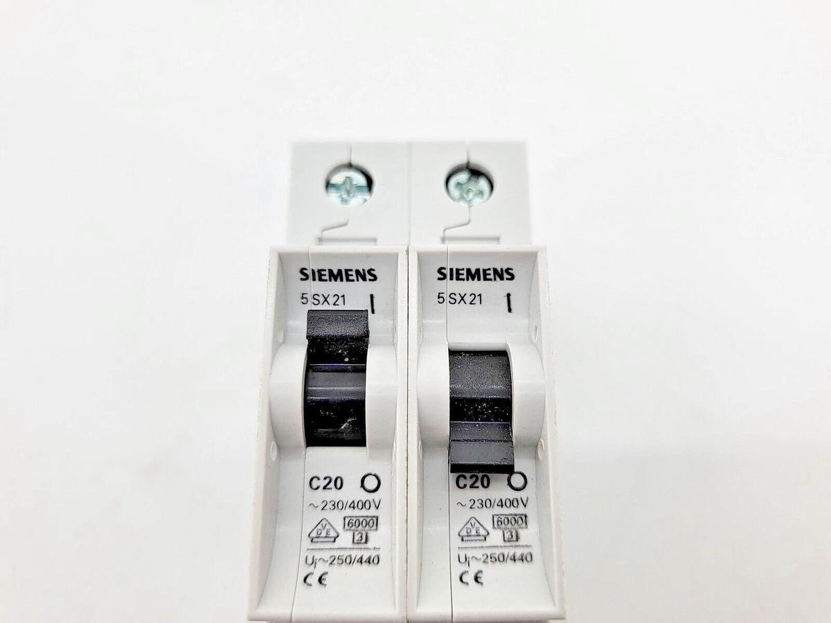 Lot of 2 New Siemens 5SX2120-7 Circuit Breakers 1P 20A C20