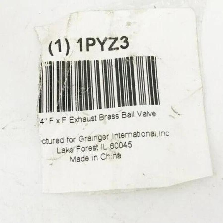 New Grainger 1PYZ3 Brass Ball Valve 1-1/4" F x F 200PSI