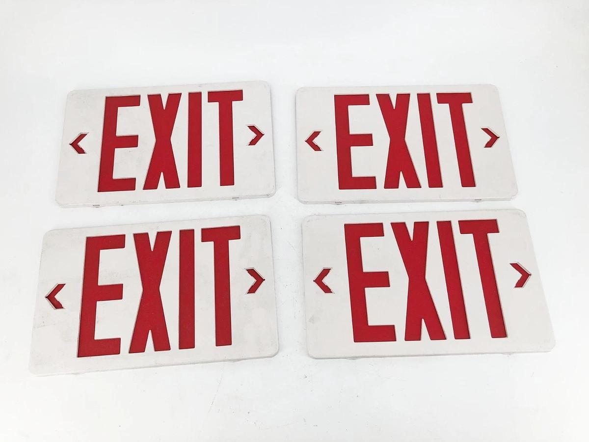 Used Lot of 3 Ledsion LS-ES007SR Combo LED Emergency Exit Signs Red 120V