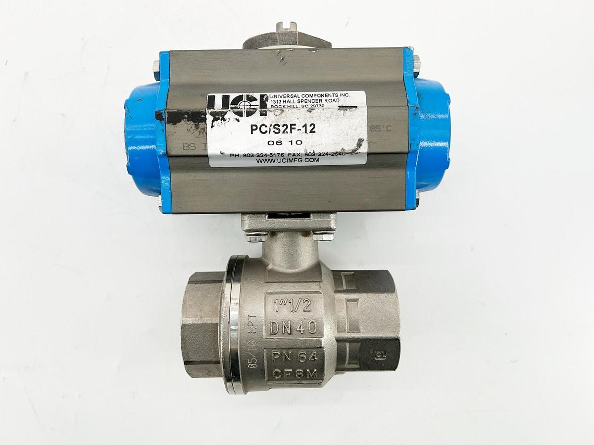New Universal Components Inc. PC/S2F-12 SS Actuated Valve 1-1/2" Ball Valve