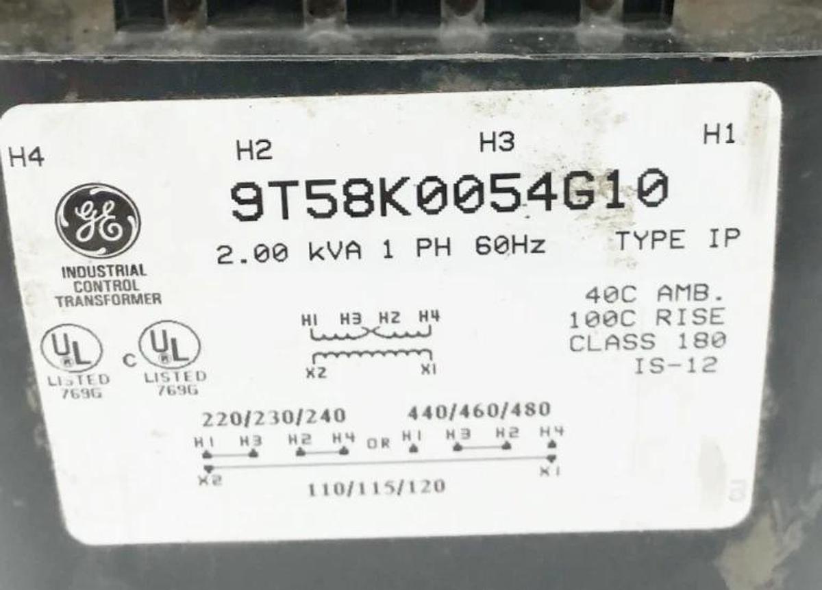 Used General Electric GE 9T58K0054G10 Control Transformer 2 kVA 230X460-115V Type IP