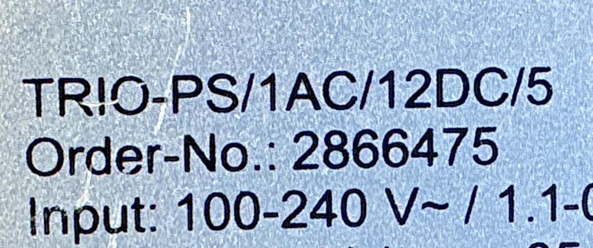 Used Phoenix Contact TRIO-PS/1AC/12DC/5 Power Supply 1-Phase OUT 5A 12V 2866475