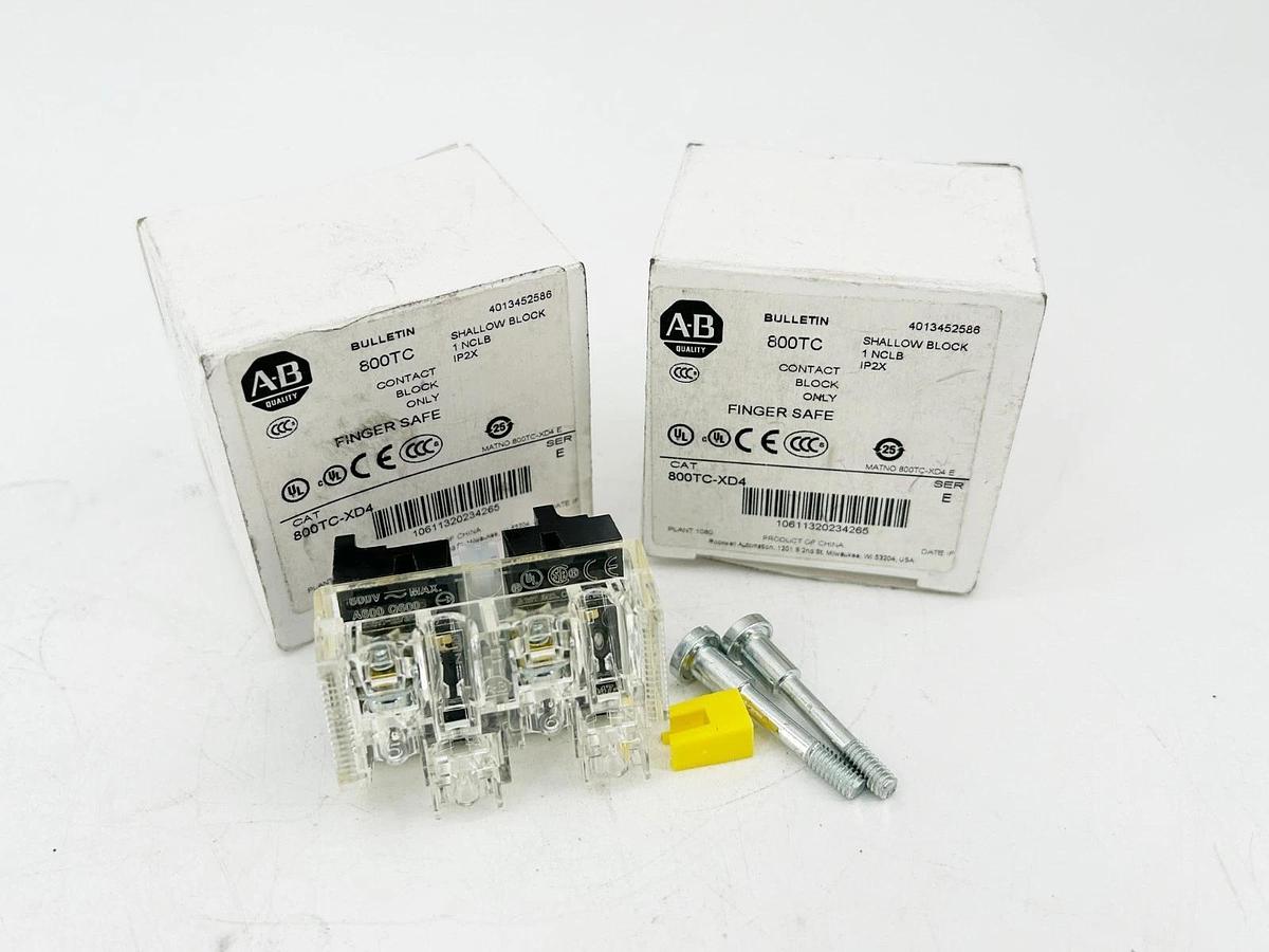New Lot of 2 Allen Bradley 800TC-XD4 Shallow Contact Block 30MM Ser.E
