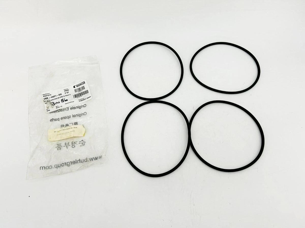 Lot of 4 New Buhler UNN-44021-320 O-Rings 142.24x5.34 FPM 75 Shore A