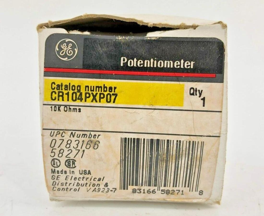 New GE General Electric CR104PXP07 Potentiometer 600 VAC/VDC 10A 10000 OHM