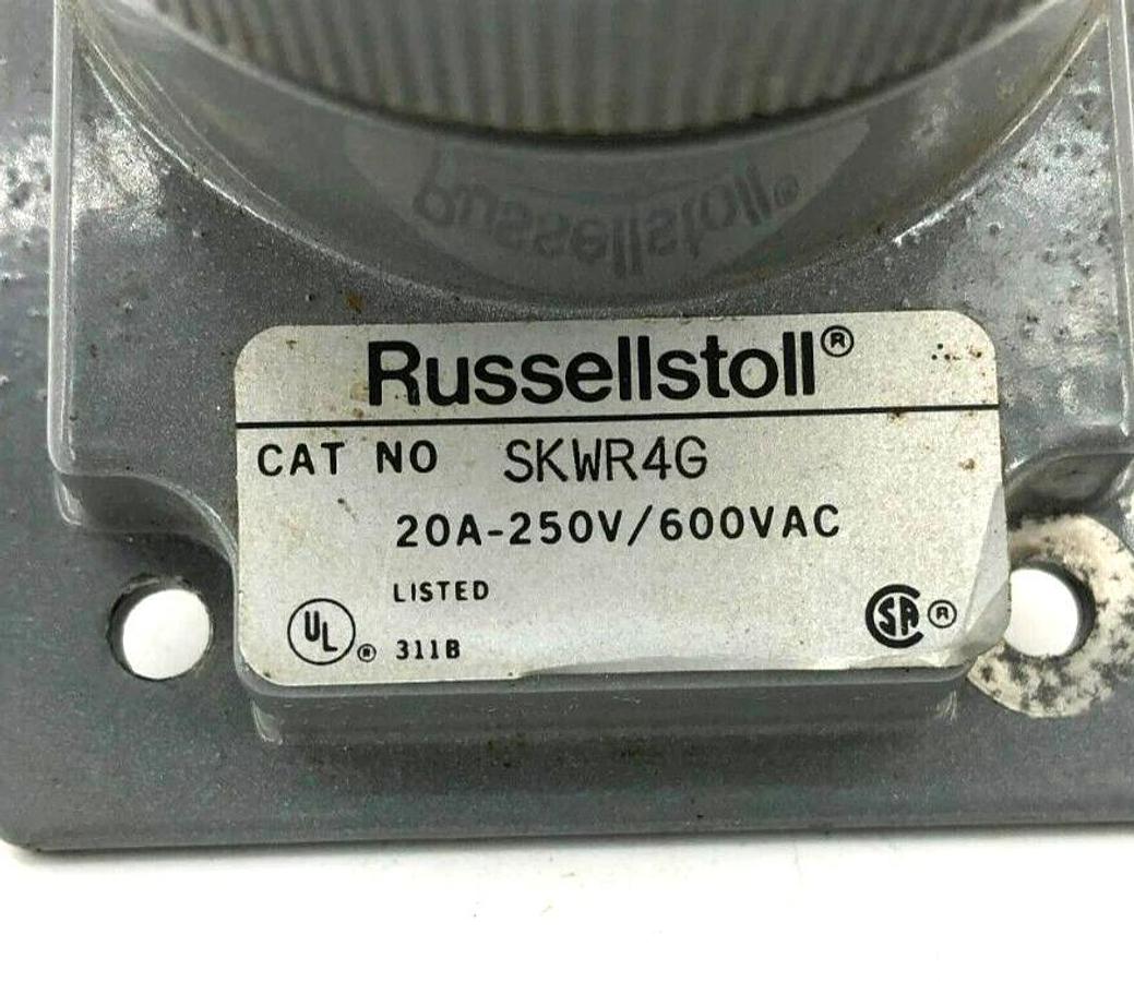 New RussellStoll SKWR4G Receptacle 20 Amp 600VAC 250VDC Receptacle 4 Wire 3 Pole