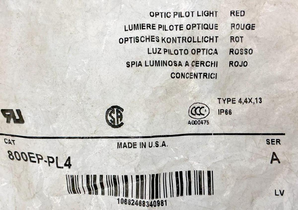 Lot of 4 New Allen Bradley 800EP-PL4 Ser A Optic Pilot Light Red