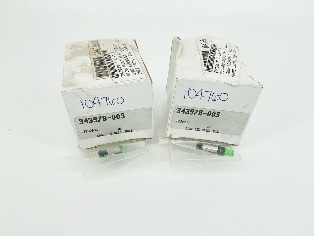 New Lot of 2 Asco 343978-003 Lamp LED Slide Base Green 104760