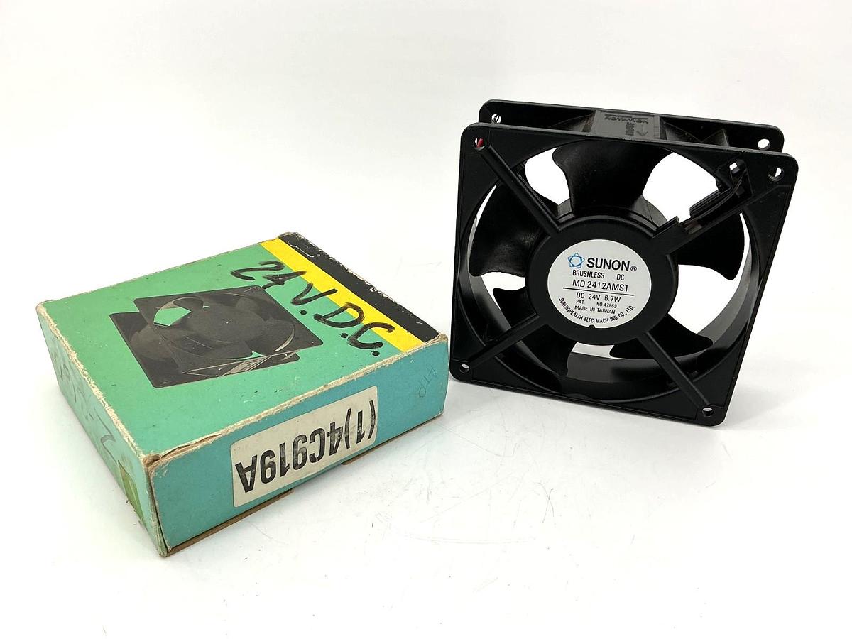 New Sunon 47869 DC Axial Fan Brushless 2-Wire 6.7W 24VDC MD-2412AMS1