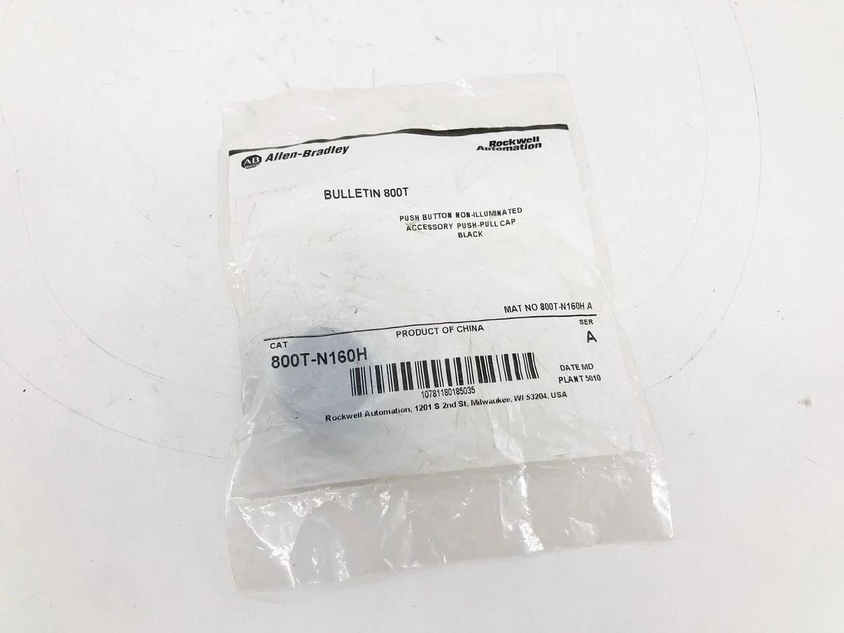 New Allen-Bradley 800T-N160H Ser. A Black Non-Illuminated Push-Pull Cap