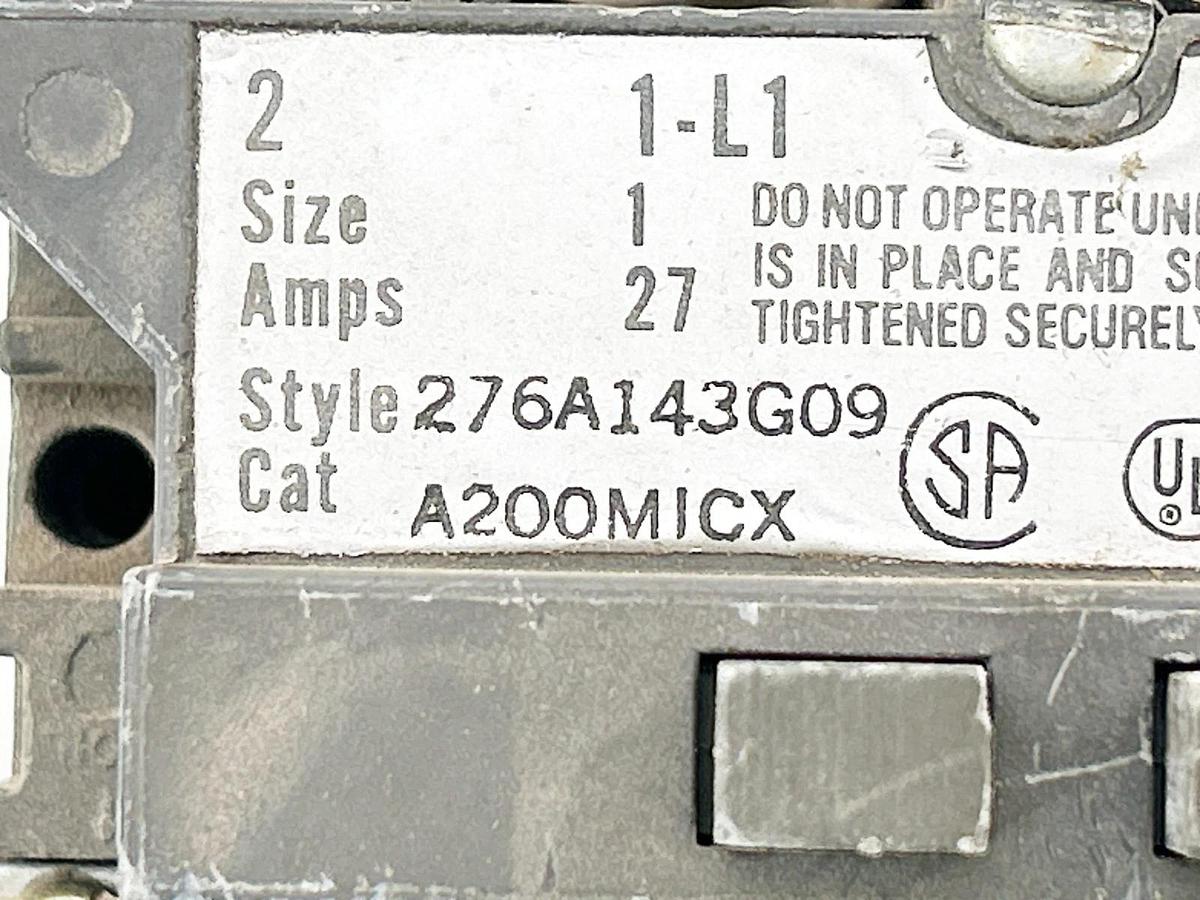 Used Westinghouse A200M1CX Motor Starter Non-Reversing A200 3P 480V 50/60Hz