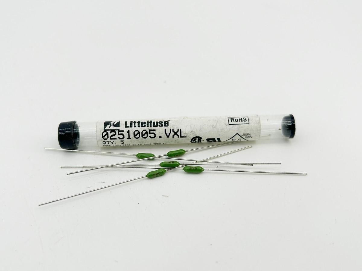 New Lot of 5 LittelFuse 0251005.VXL Very Fast Acting PCB Leaded Fuse 5A 125V