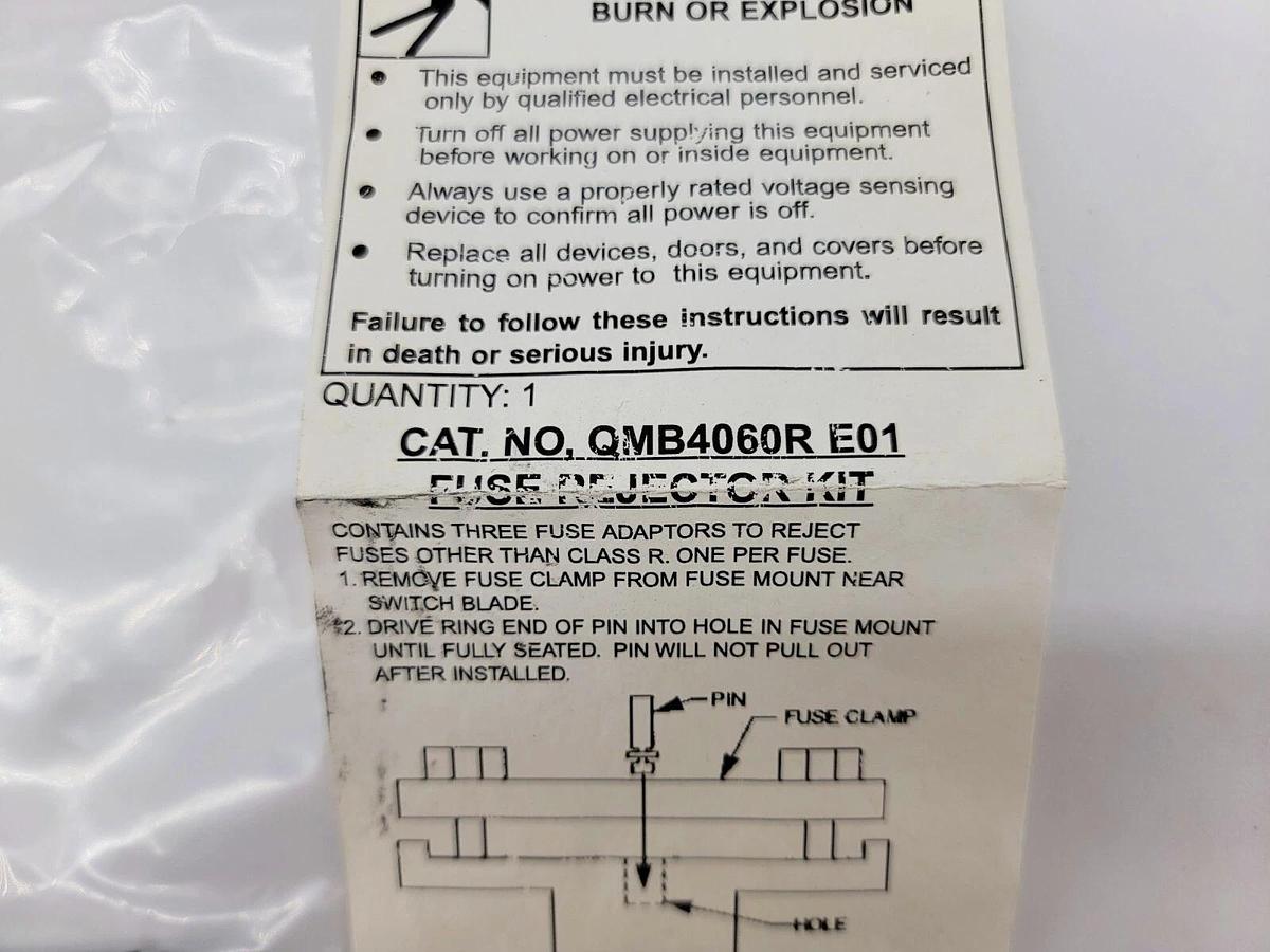 New Square D QMB4060R Fuse Rejector Kit of 3 Pins for Class R Fuses