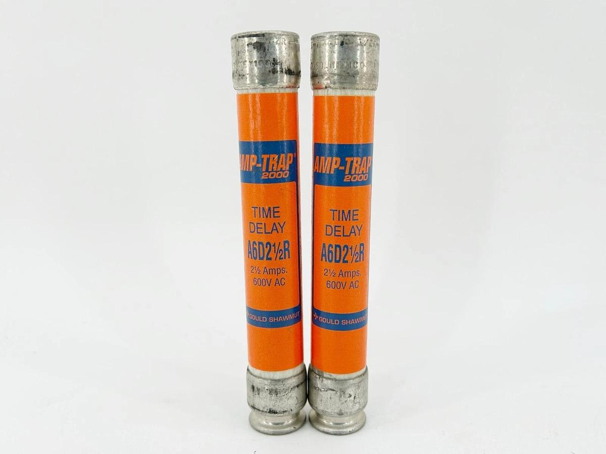 New Lot of 2 Ferraz Shawmut A6D2-1/2R Time Delay Dual Element 2.5A 600V RK1